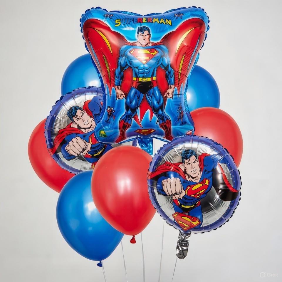 Pack Ballons Superman – Bouquet de Ballons en Aluminium Thème Super-Héros DC Comics