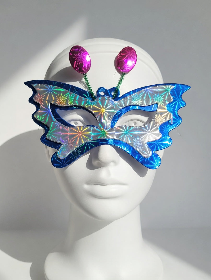 Masque Papillon Holographique Brillant - Pack 10 Pièces | Fête et Déguisement