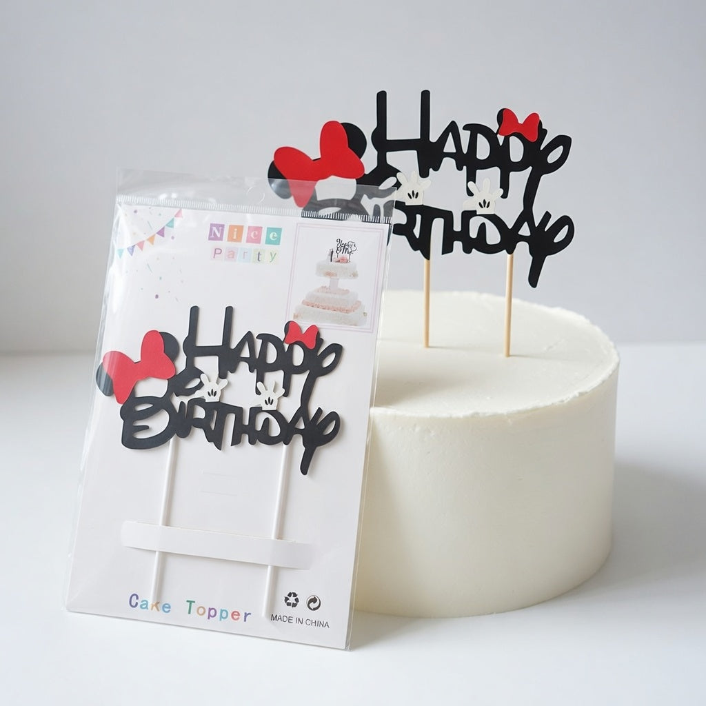 Cake Topper Happy Birthday Minnie – Noir & Rouge