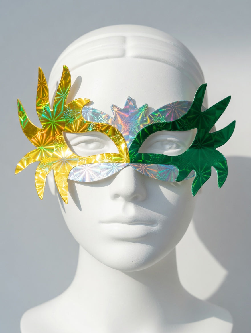 Masque Étoile Holographique Or, Argent et Vert - Pack 10 Pièces
