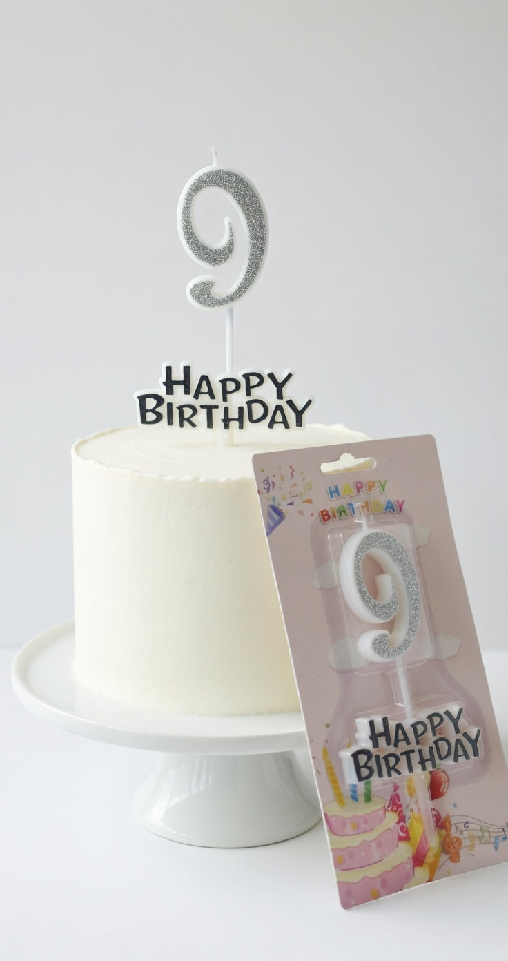 Bougie Chiffre Anniversaire Or/Argent - 0 à 9