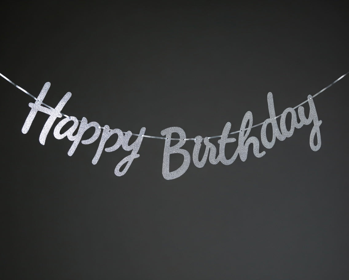 Guirlande Happy Birthday Cursive Paillettes – Au Choix de Couleur