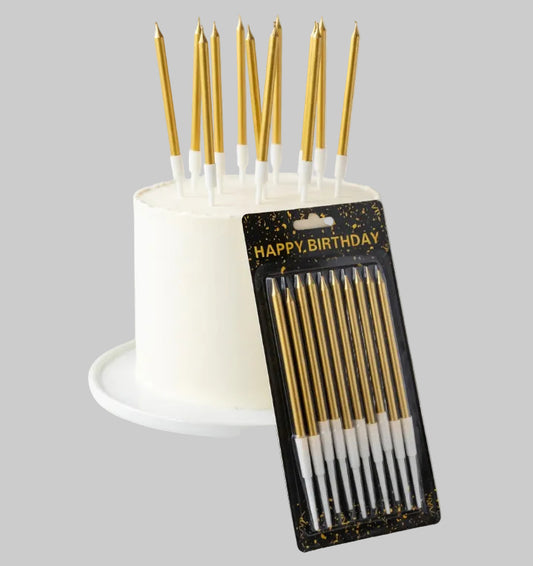 Bougies Longues Métalliques Anniversaire - Lot de 12