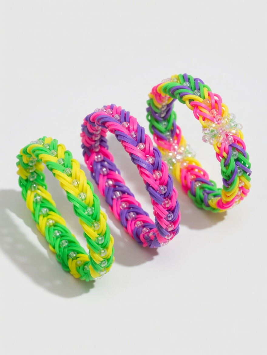 Kit Elastiques et Perles Multicolores Forme Papillon - Bracelet DIY Enfant