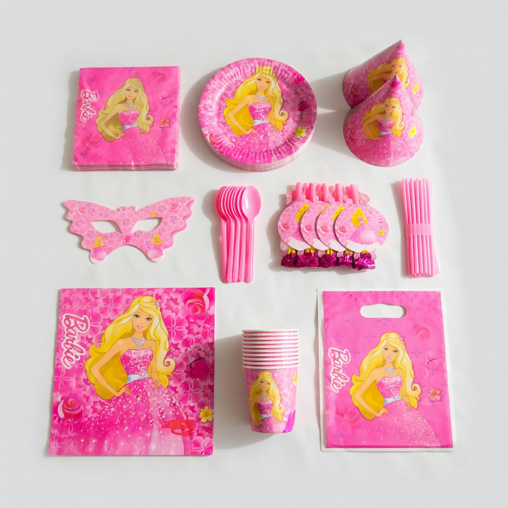 Kit Fête Barbie Princesse Rose pour 10 Invités