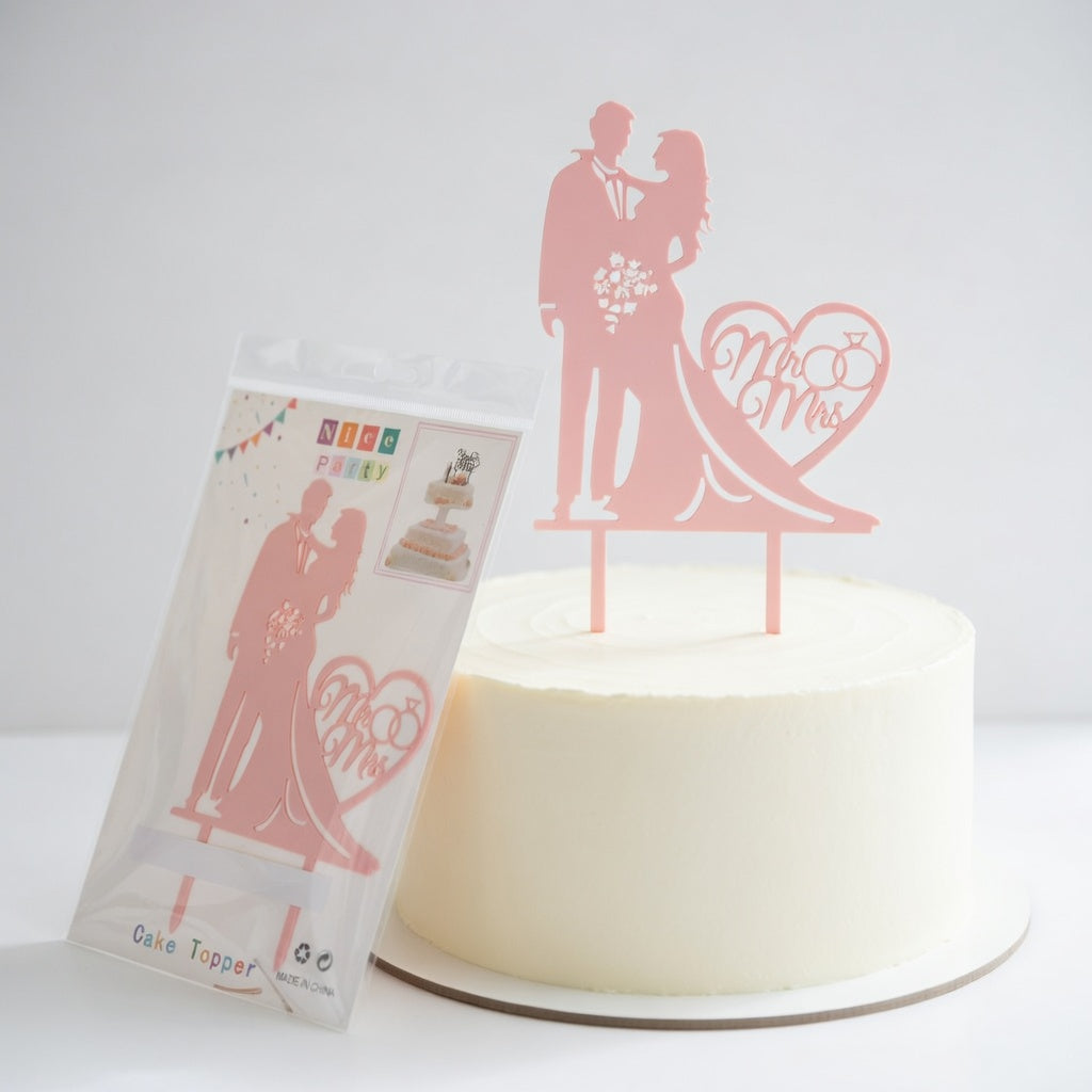Cake Topper Silhouette Mariés Mr & Mrs – Rose Gold