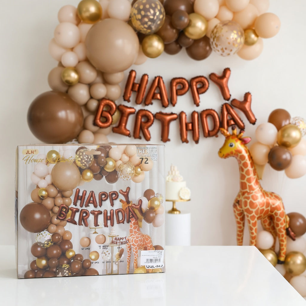 Kit Ballons Anniversaire Complet Happy Birthday | 72 Pièces + Lettres Mylar