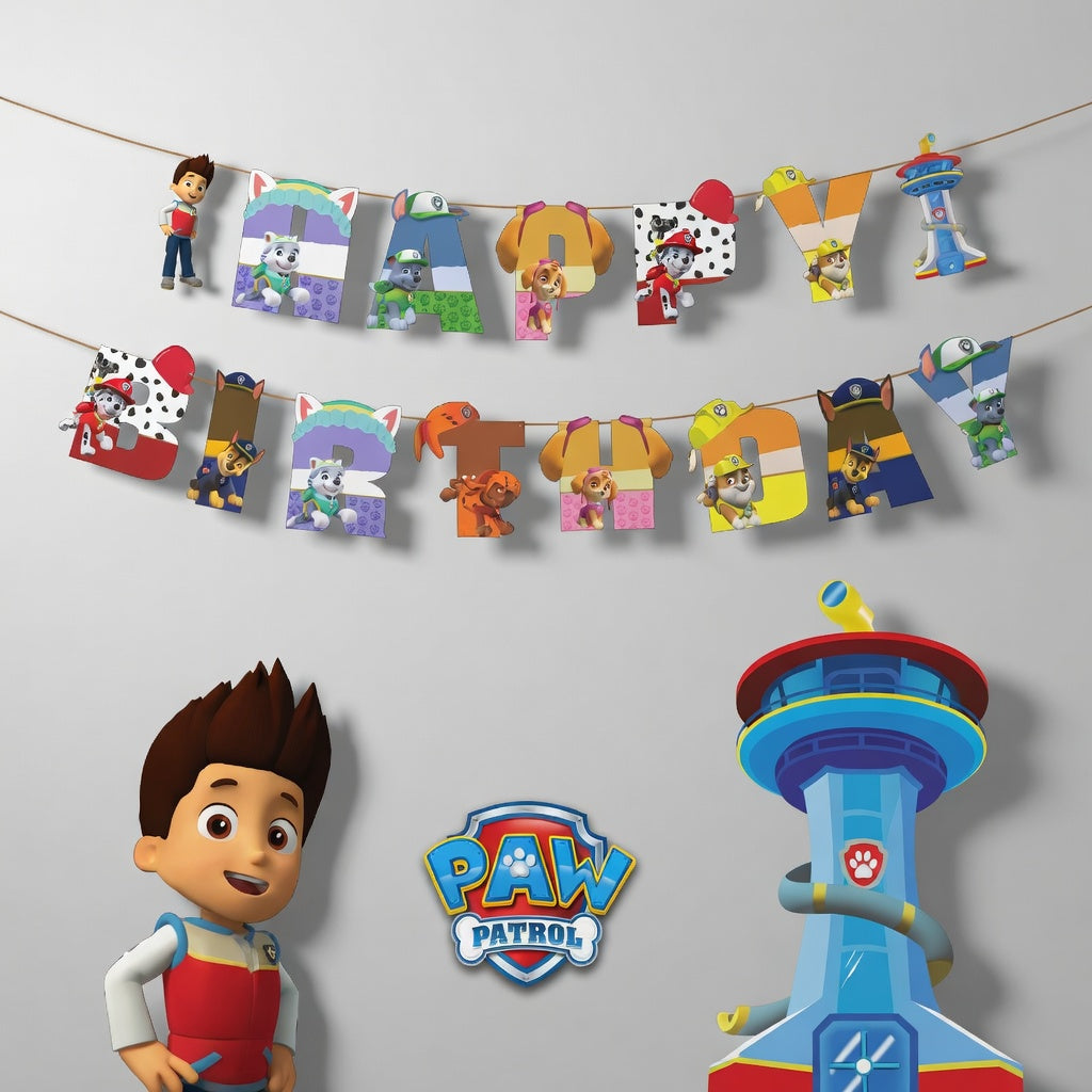 Guirlande Happy Birthday Paw Patrol – Lettres 3D Illustrées