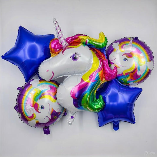Pack Ballons Licorne Arc-en-Ciel – Bouquet de Ballons en Aluminium Thème Licorne Magique