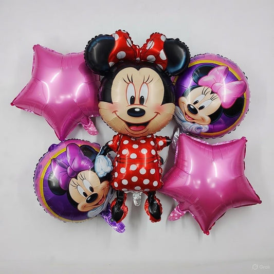 Pack Ballons Minnie Mouse Rose – Bouquet de Ballons en Aluminium Thème Disney Minnie