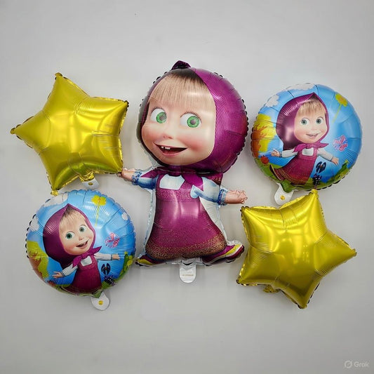 Pack Ballons Masha et l'Ours – Bouquet de Ballons en Aluminium Thème Masha
