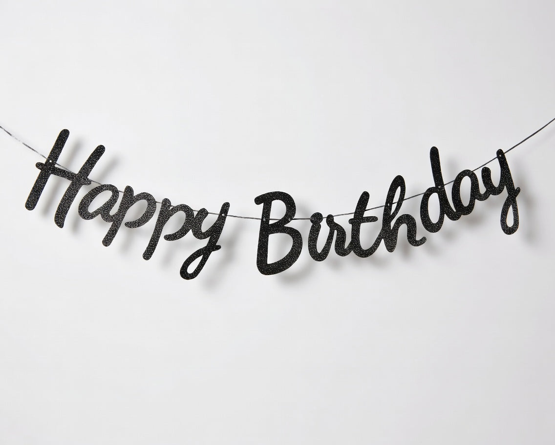 Guirlande Happy Birthday Cursive Paillettes – Au Choix de Couleur