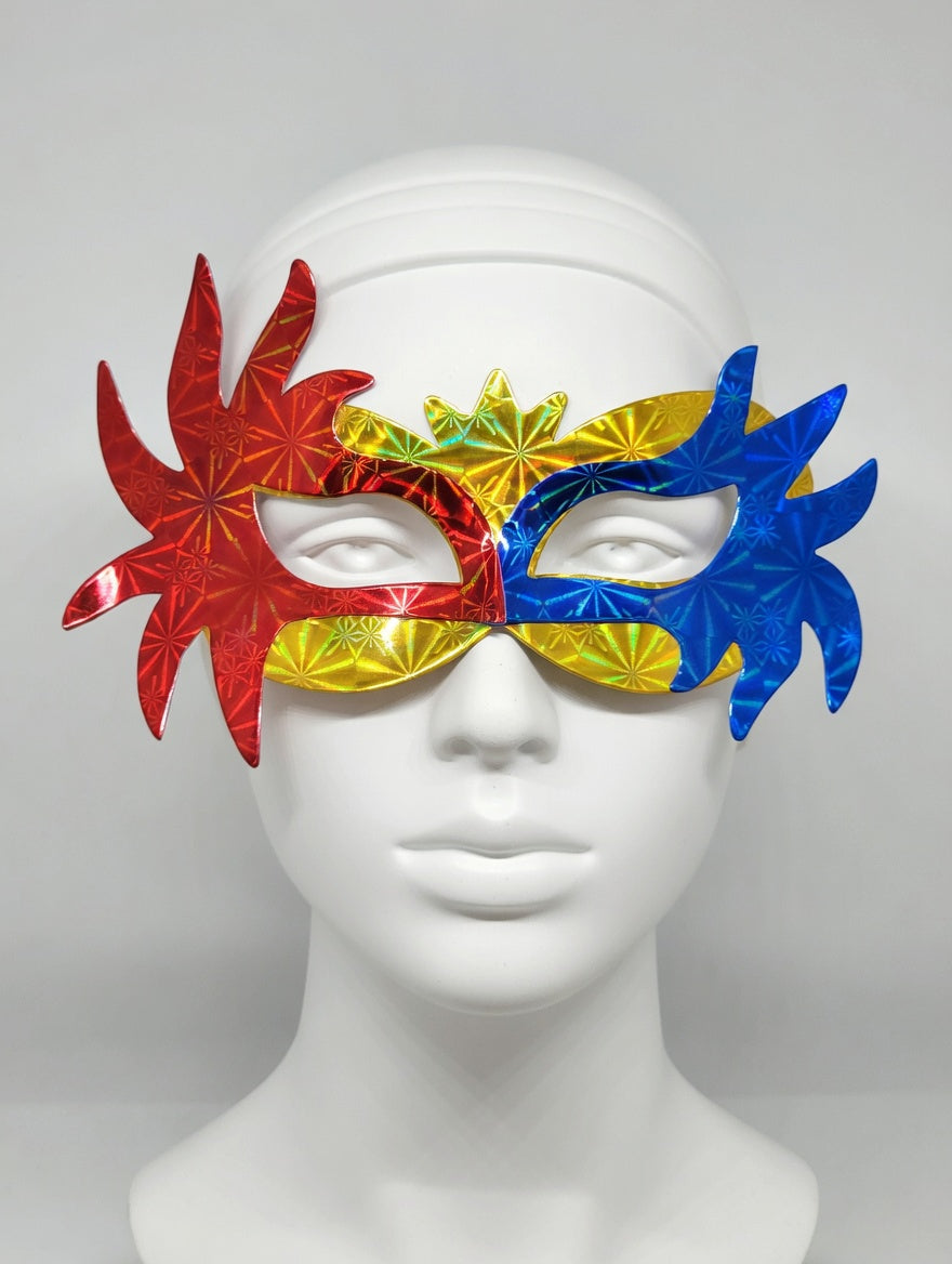 Masque Étoile Holographique Rouge, Or et Bleu - Pack 10 Pièces