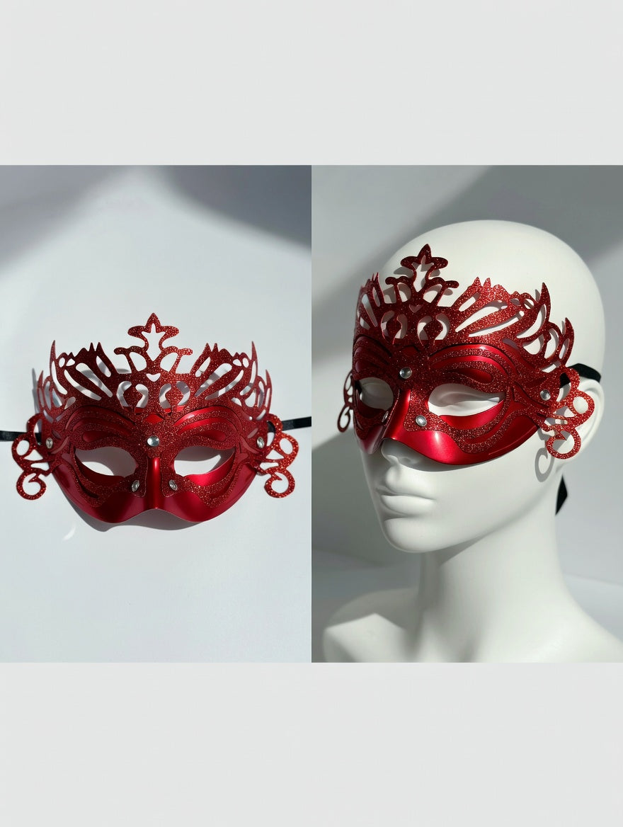 Masque Vénitien Couronne Pailleté | Déguisement Fête 6 Couleurs