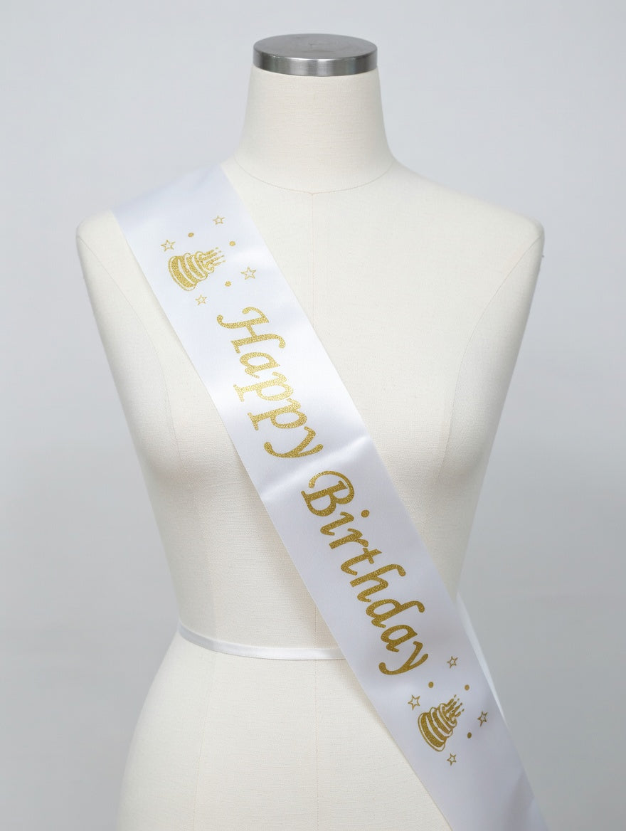 Écharpe Happy Birthday Satin - Accessoire Anniversaire | 8 Couleurs