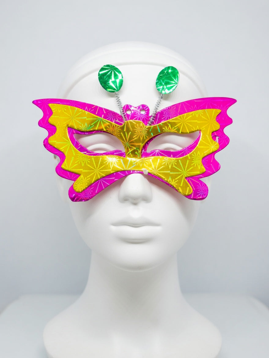 Masque Papillon Holographique Brillant - Pack 10 Pièces | Fête et Déguisement