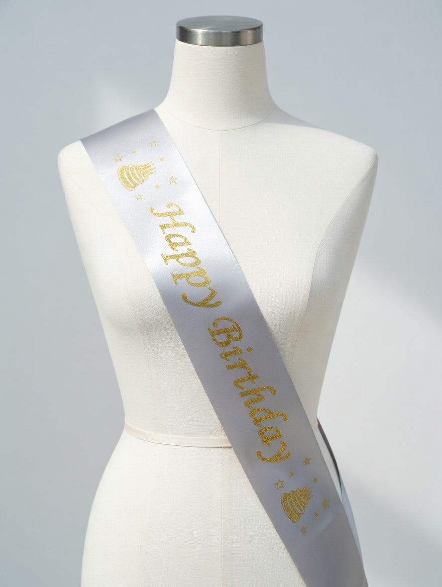 Écharpe Happy Birthday Satin - Accessoire Anniversaire | 8 Couleurs