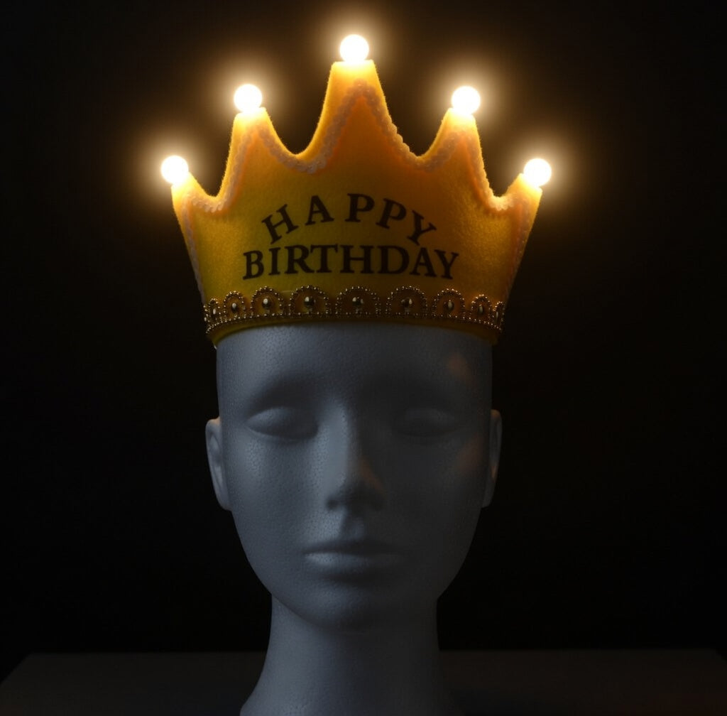 Couronne Anniversaire LED - Happy Birthday & King
