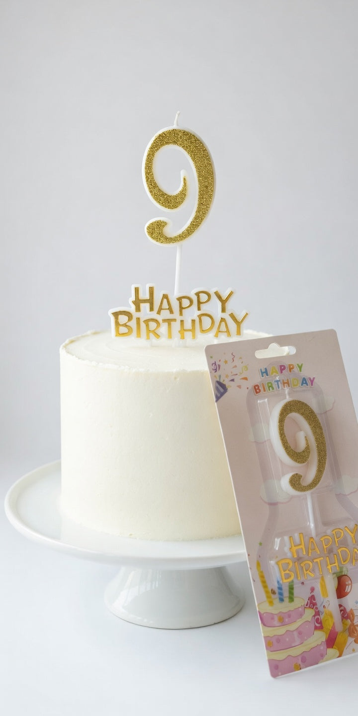 Bougie Chiffre Anniversaire Or/Argent - 0 à 9