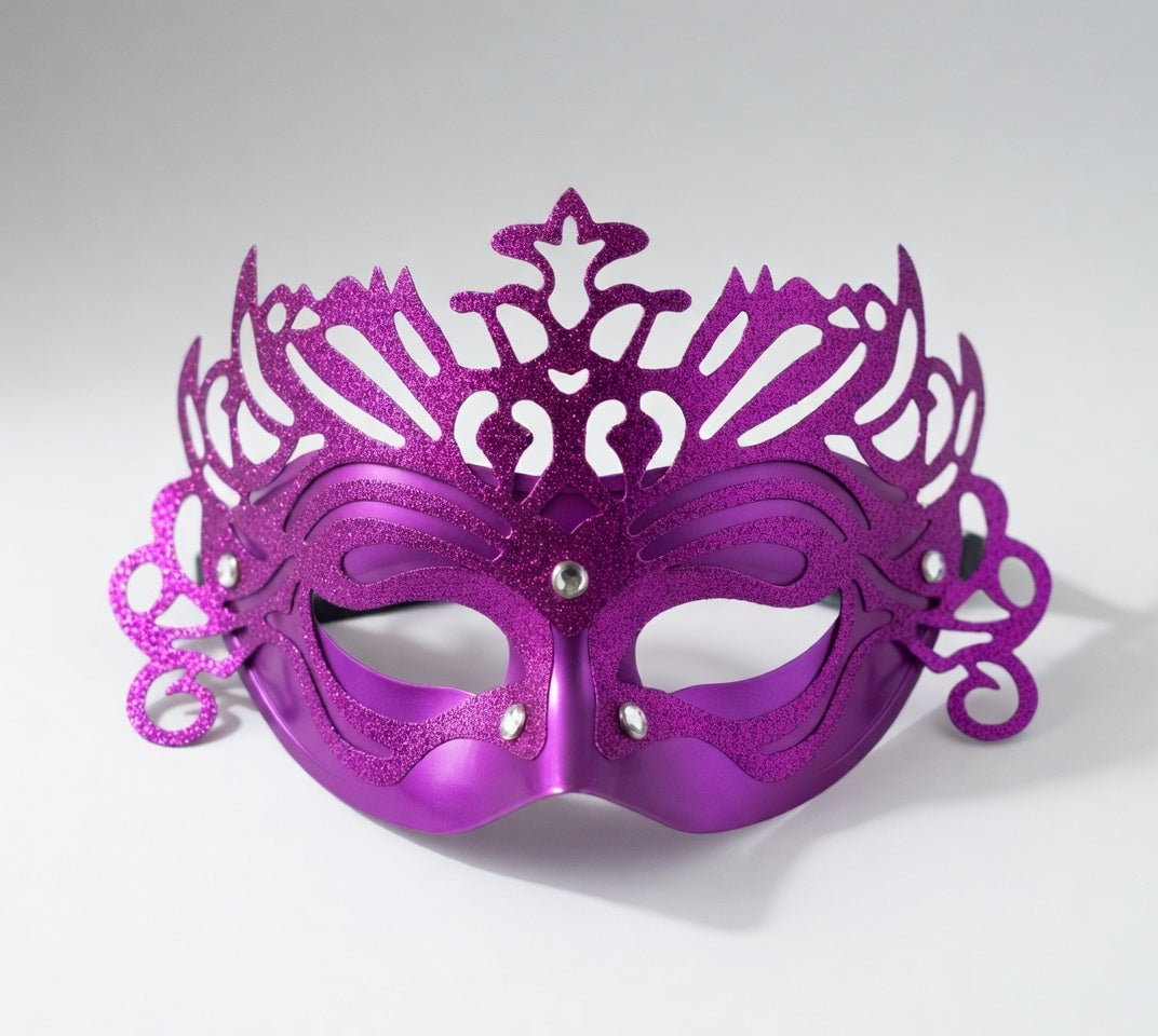Masque Vénitien Couronne Pailleté | Déguisement Fête 6 Couleurs