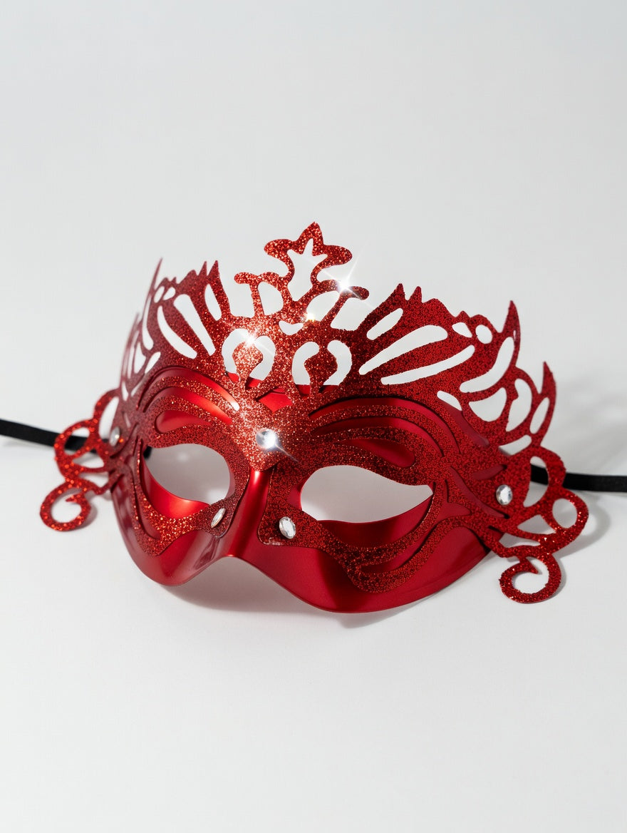 Masque Vénitien Couronne Pailleté | Déguisement Fête 6 Couleurs