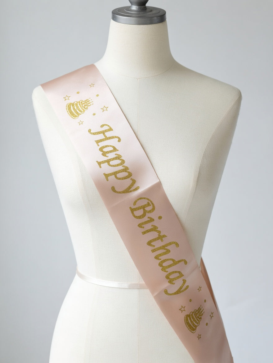 Écharpe Happy Birthday Satin - Accessoire Anniversaire | 8 Couleurs