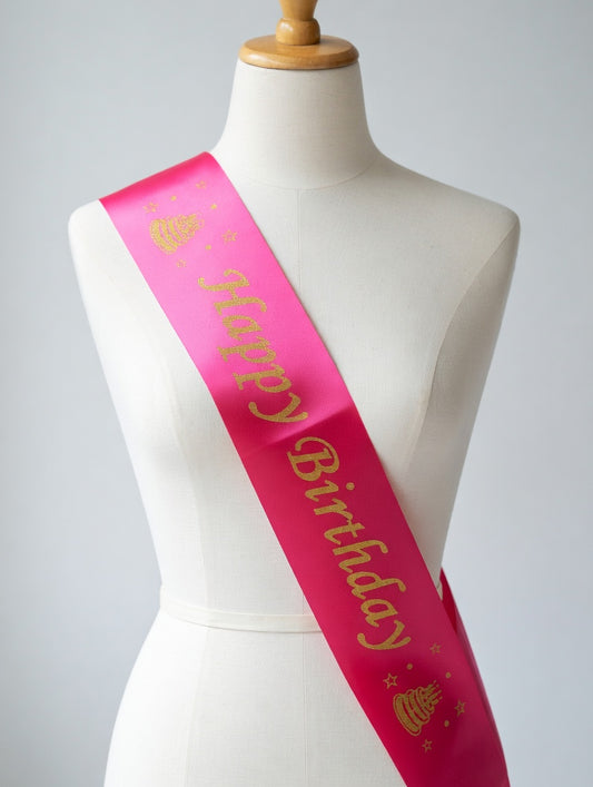 Écharpe Happy Birthday Satin - Accessoire Anniversaire | 8 Couleurs