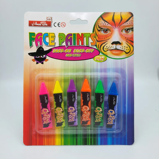 Crayons Maquillage Visage Néon Non Toxiques HuaBa - Pack 6 Couleurs | Fête et Déguisement