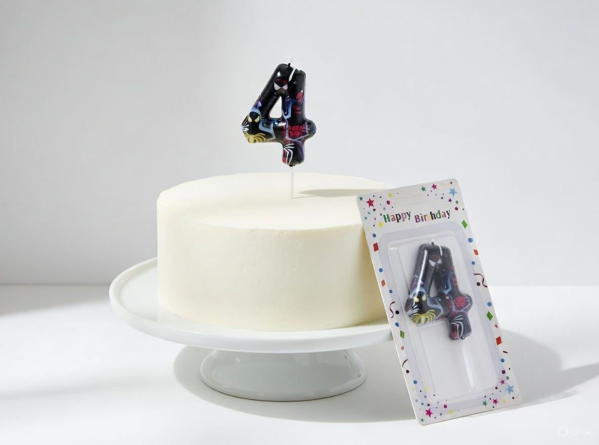 Black Background Spider-Man Theme Number Birthday Candle – Numbers 0 to 9