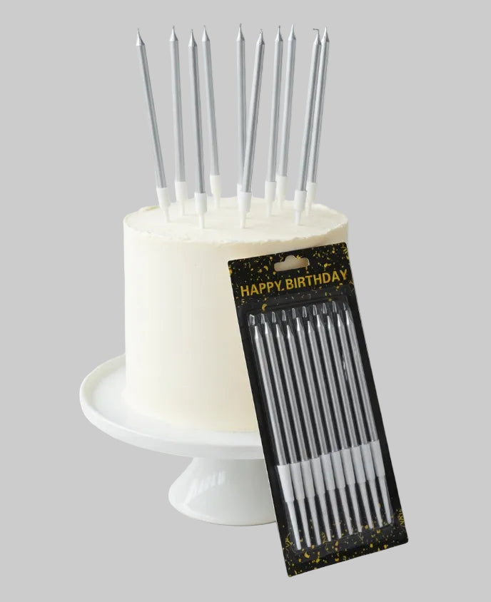 Bougies Longues Métalliques Anniversaire - Lot de 12