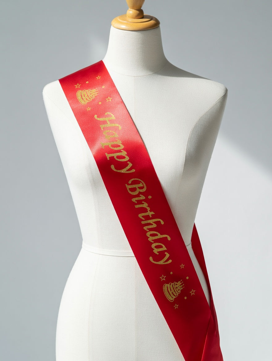 Écharpe Happy Birthday Satin - Accessoire Anniversaire | 8 Couleurs