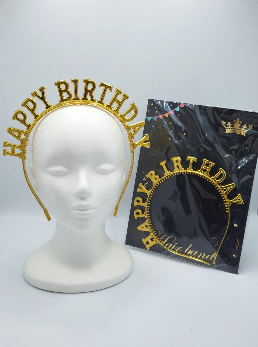 Serre-tête Happy Birthday | Couronne Anniversaire Or, Argent et Bronze