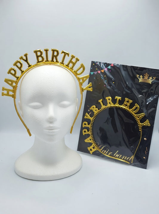Serre-tête Happy Birthday | Couronne Anniversaire Or, Argent et Bronze