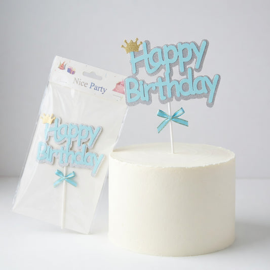 Cake Topper Happy Birthday Couronne Pailletée