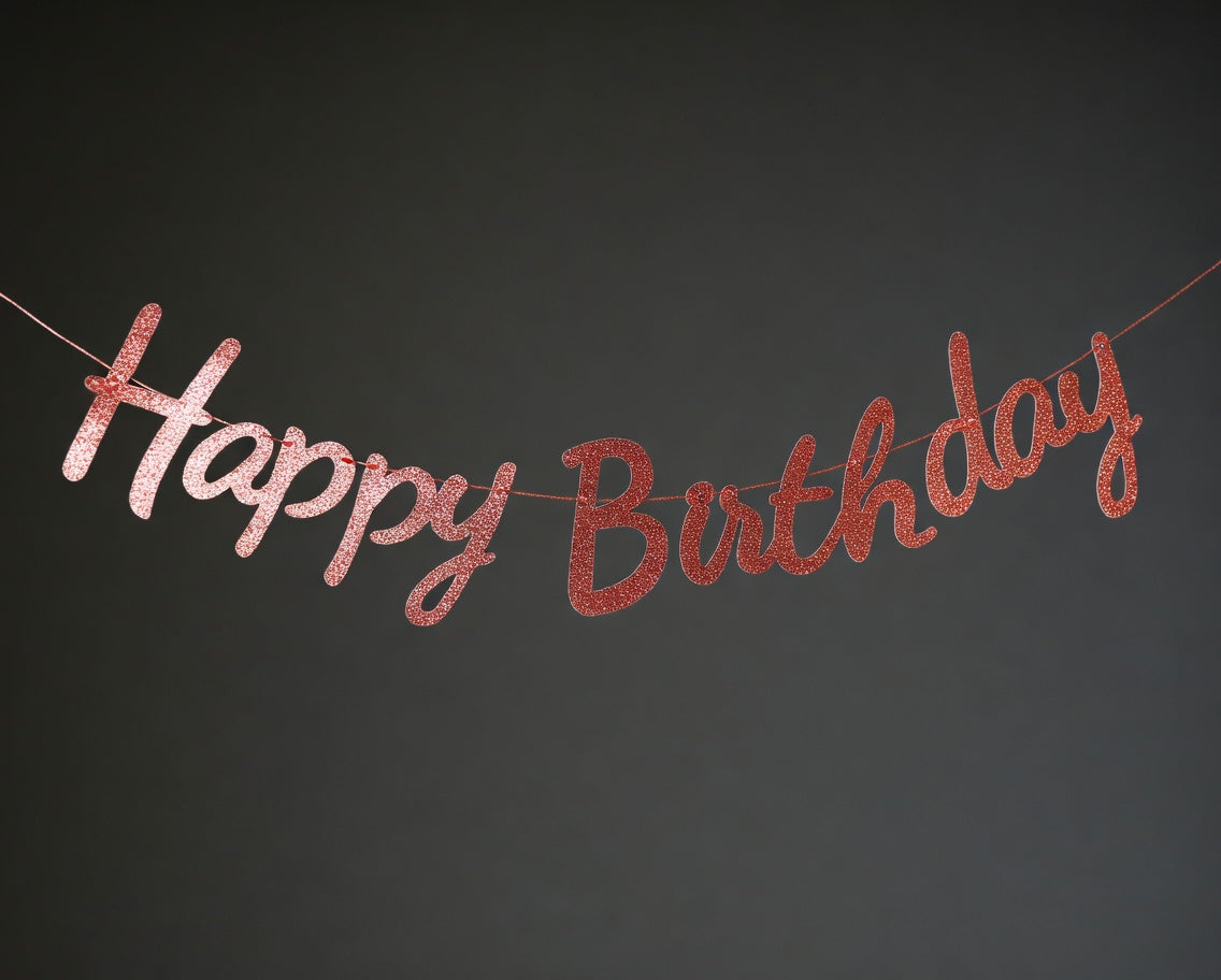 Guirlande Happy Birthday Cursive Paillettes – Au Choix de Couleur