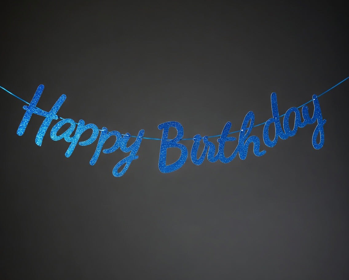 Guirlande Happy Birthday Cursive Paillettes – Au Choix de Couleur