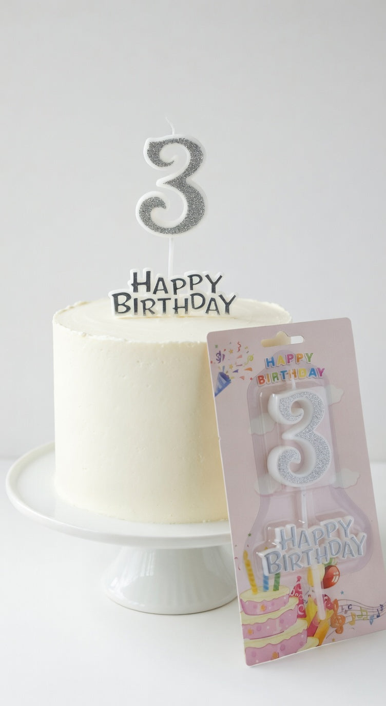 Bougie Chiffre Anniversaire Or/Argent - 0 à 9