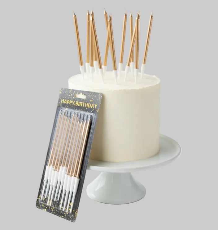 Bougies Longues Métalliques Anniversaire - Lot de 12
