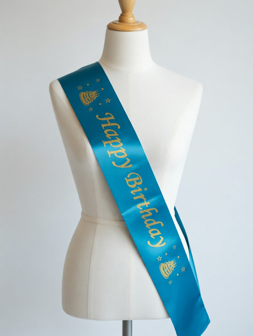 Écharpe Happy Birthday Satin - Accessoire Anniversaire | 8 Couleurs