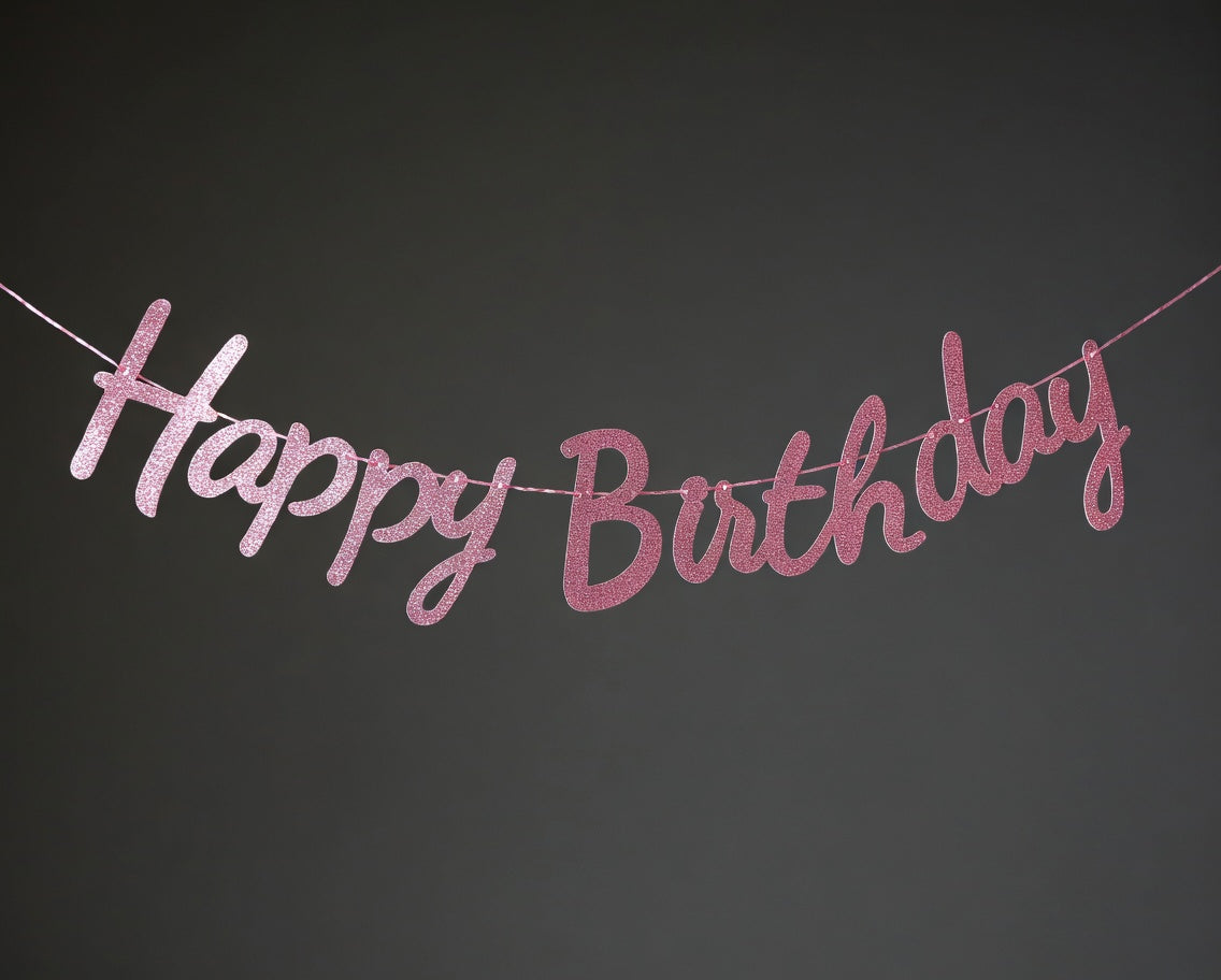 Guirlande Happy Birthday Cursive Paillettes – Au Choix de Couleur