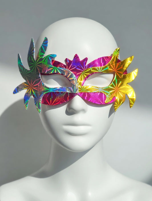 Masque Étoile Holographique Rose, Or et Multicolore - Pack 10 Pièces
