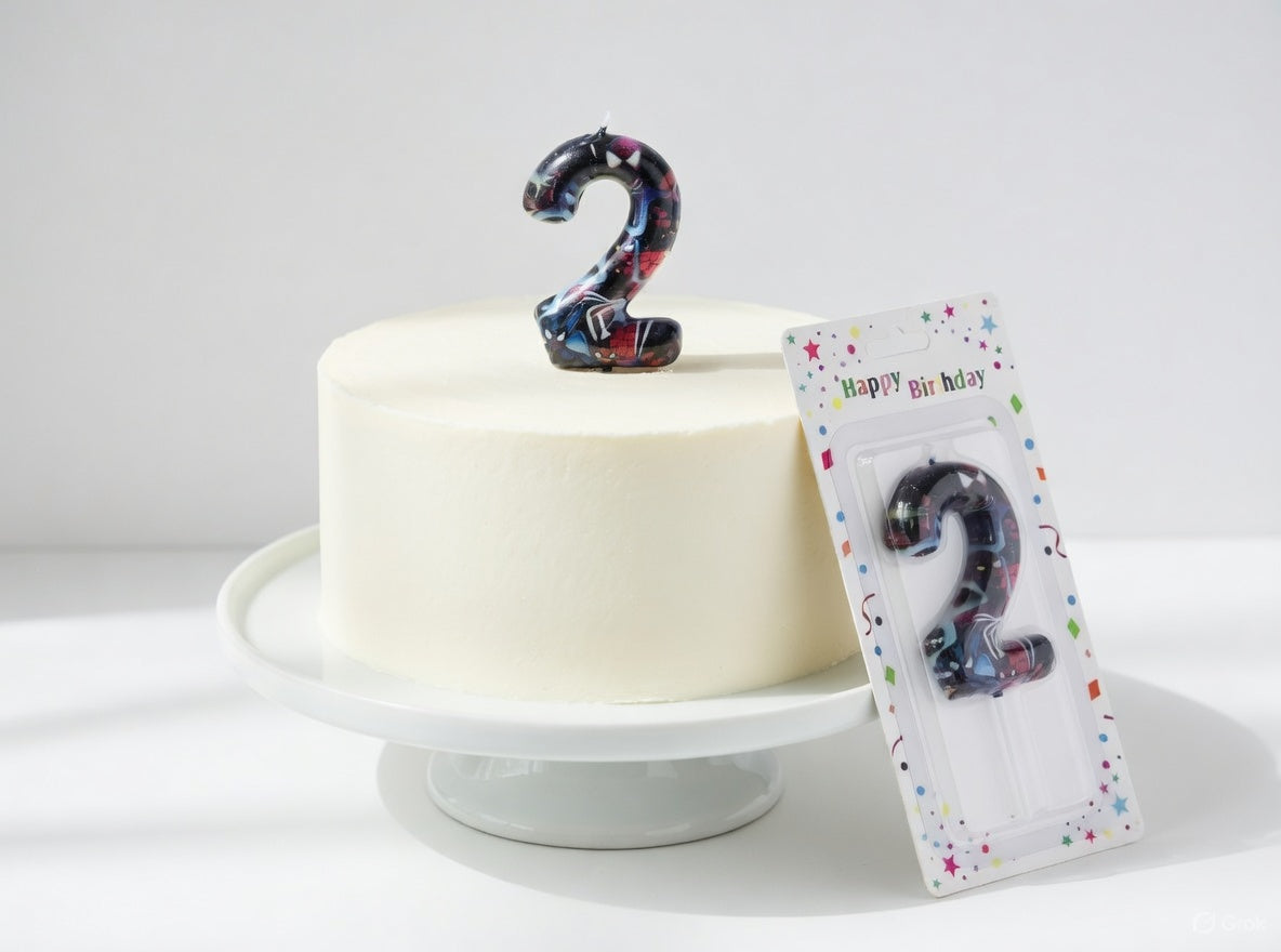 Black Background Spider-Man Theme Number Birthday Candle – Numbers 0 to 9