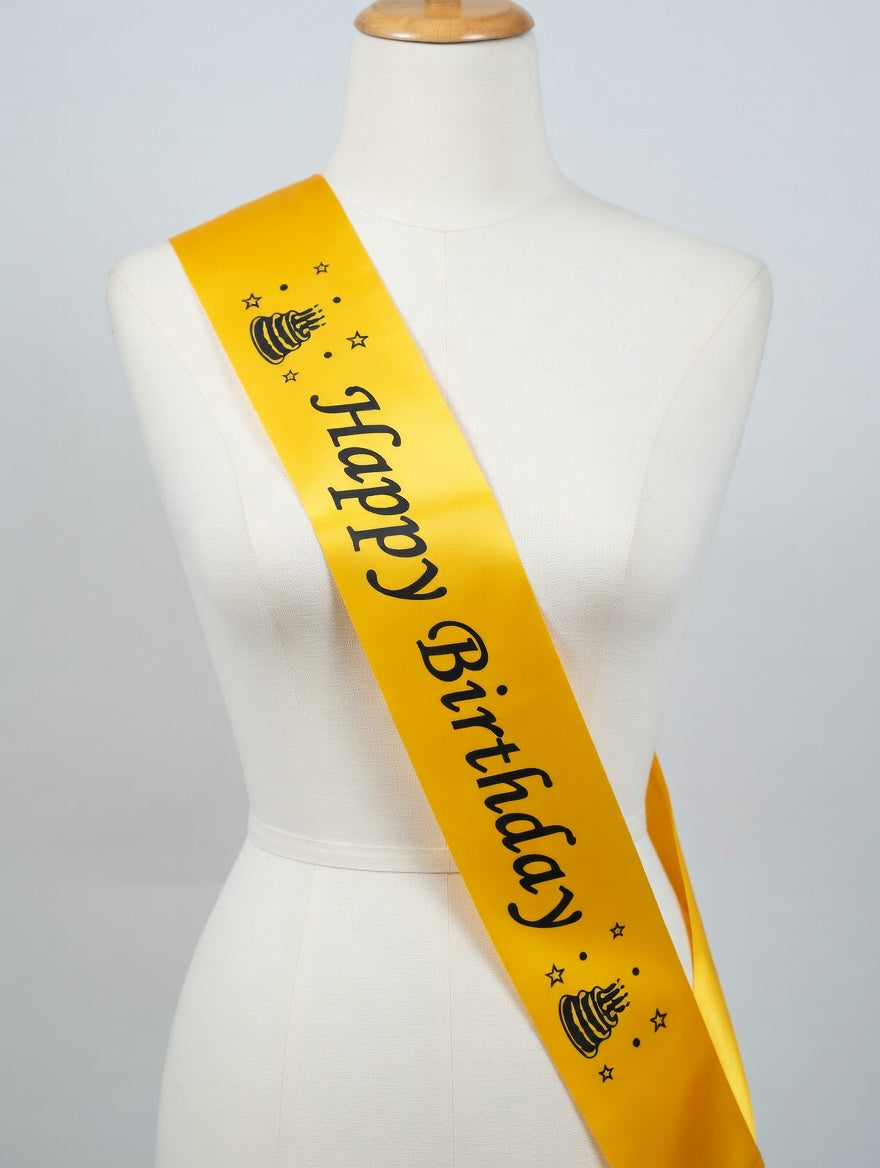 Écharpe Happy Birthday Satin - Accessoire Anniversaire | 8 Couleurs