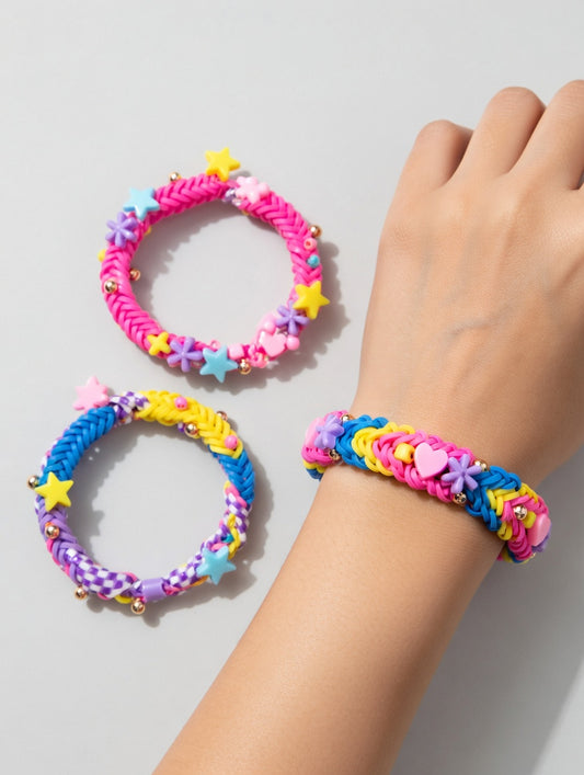 Kit Elastiques Multicolores Forme Lapin - Bracelet DIY Enfant