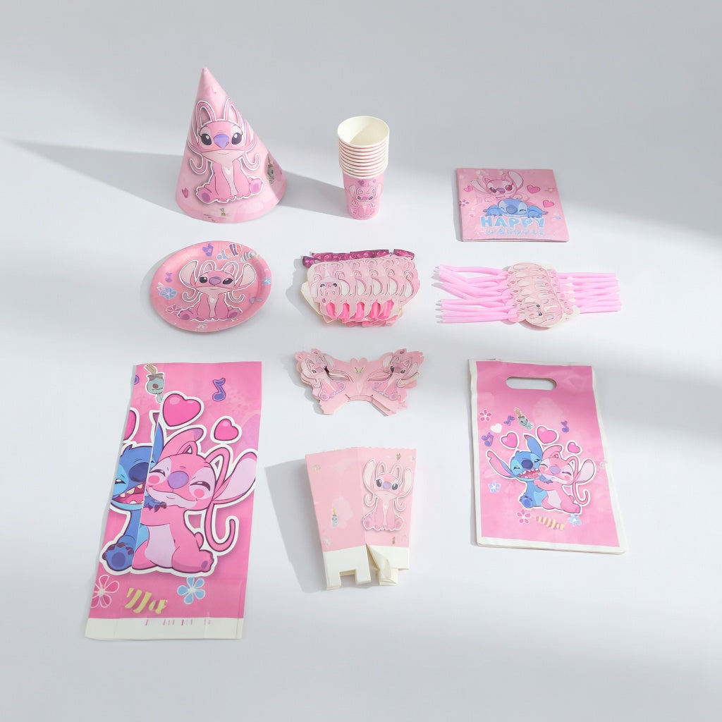 Stitch Angel Pink Party Kit for 10 Guests