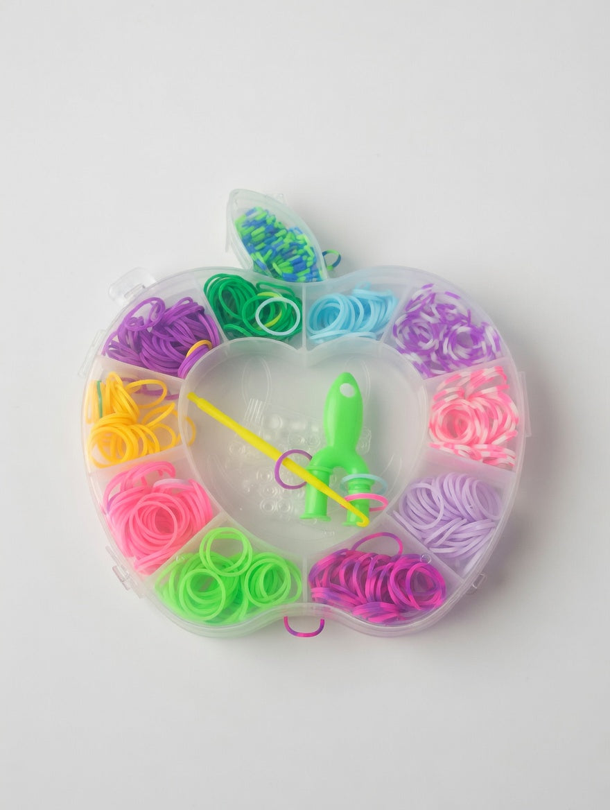 Kit Elastiques Multicolores Forme Pomme - Bracelet DIY Enfant
