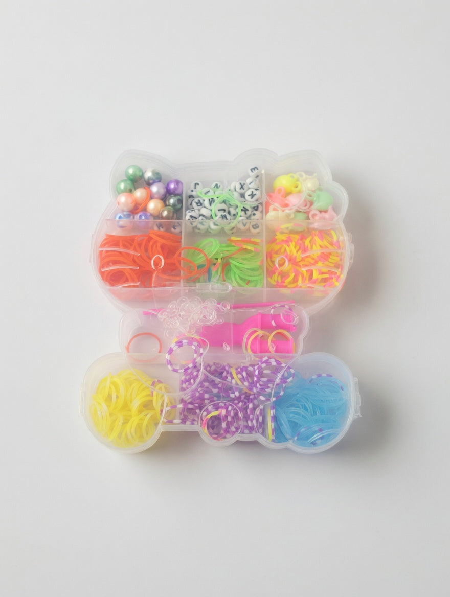 Kit Elastiques et Perles Multicolores Forme Papillon - Bracelet DIY Enfant