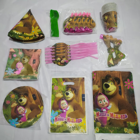 Kit Fête Masha et l'Ours pour 10 Invités
