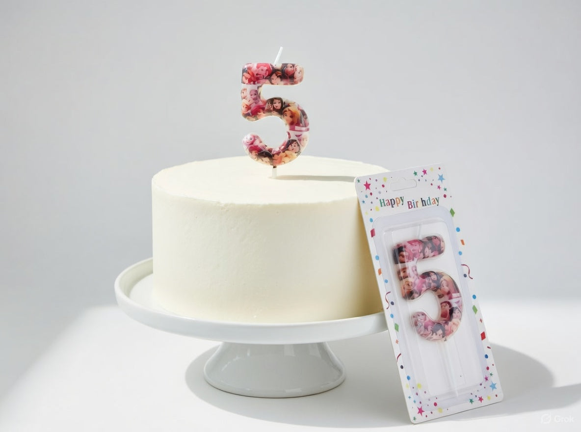 Bougie Chiffre Anniversaire Thème Princesses Disney – Numéros 0 à 9