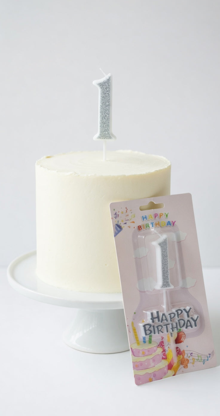 Bougie Chiffre Anniversaire Or/Argent - 0 à 9